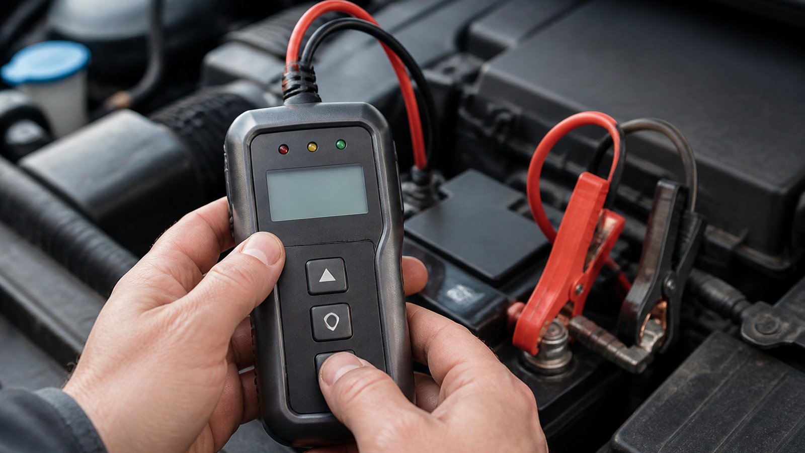 cordless portable digital tyre inflator in a clean UK lifestyle scene